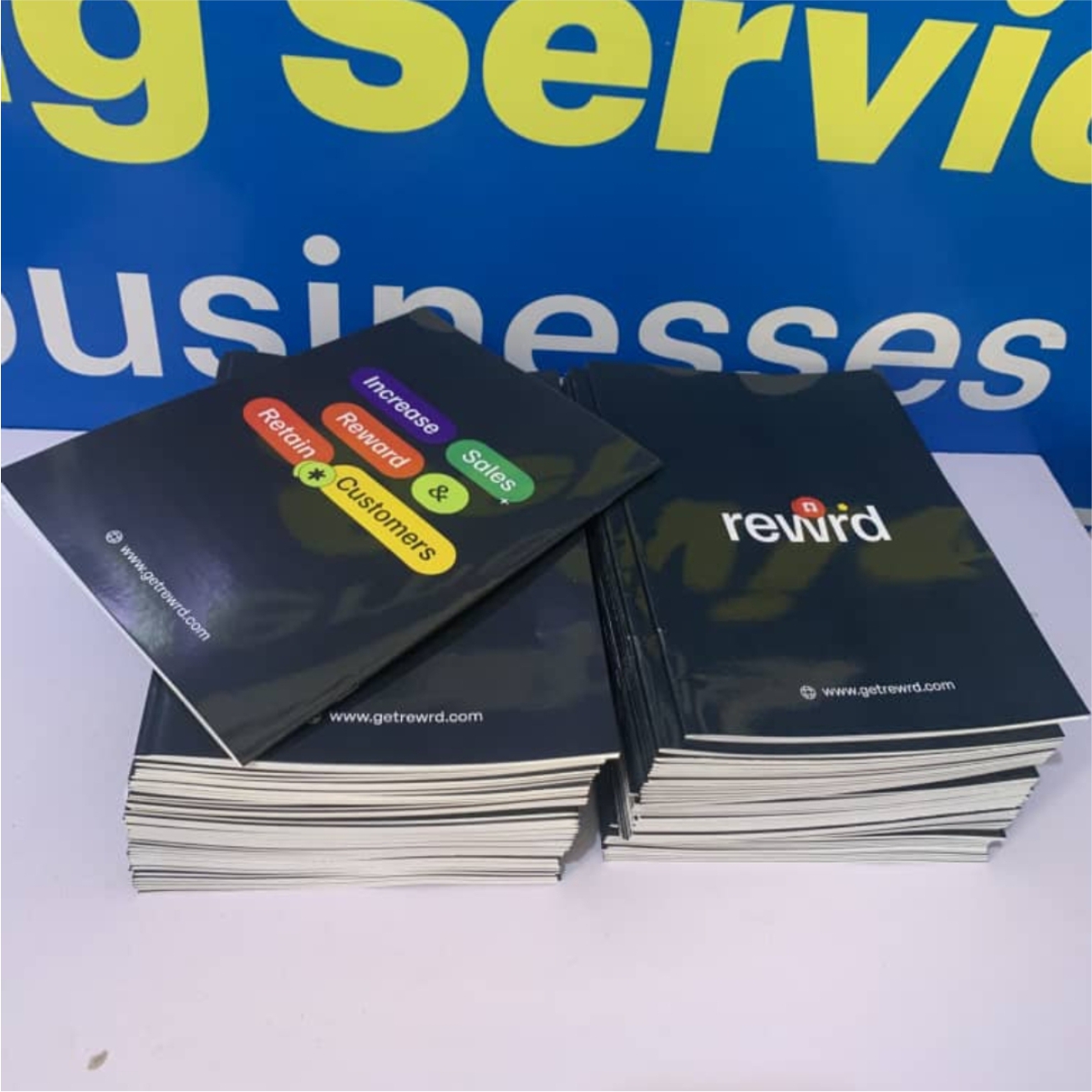 Inside pages of a Waaprint brochure
