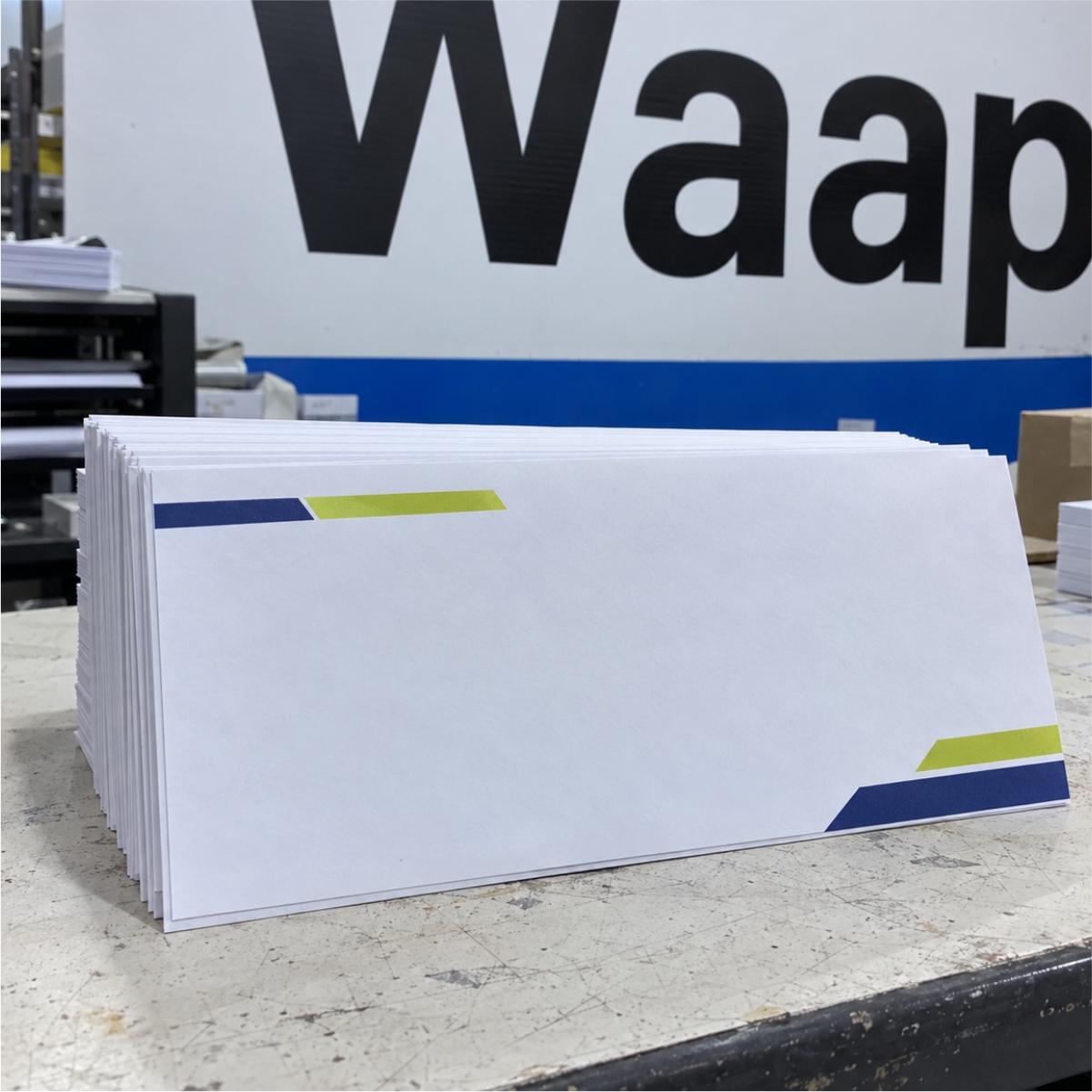 White printed envelopes