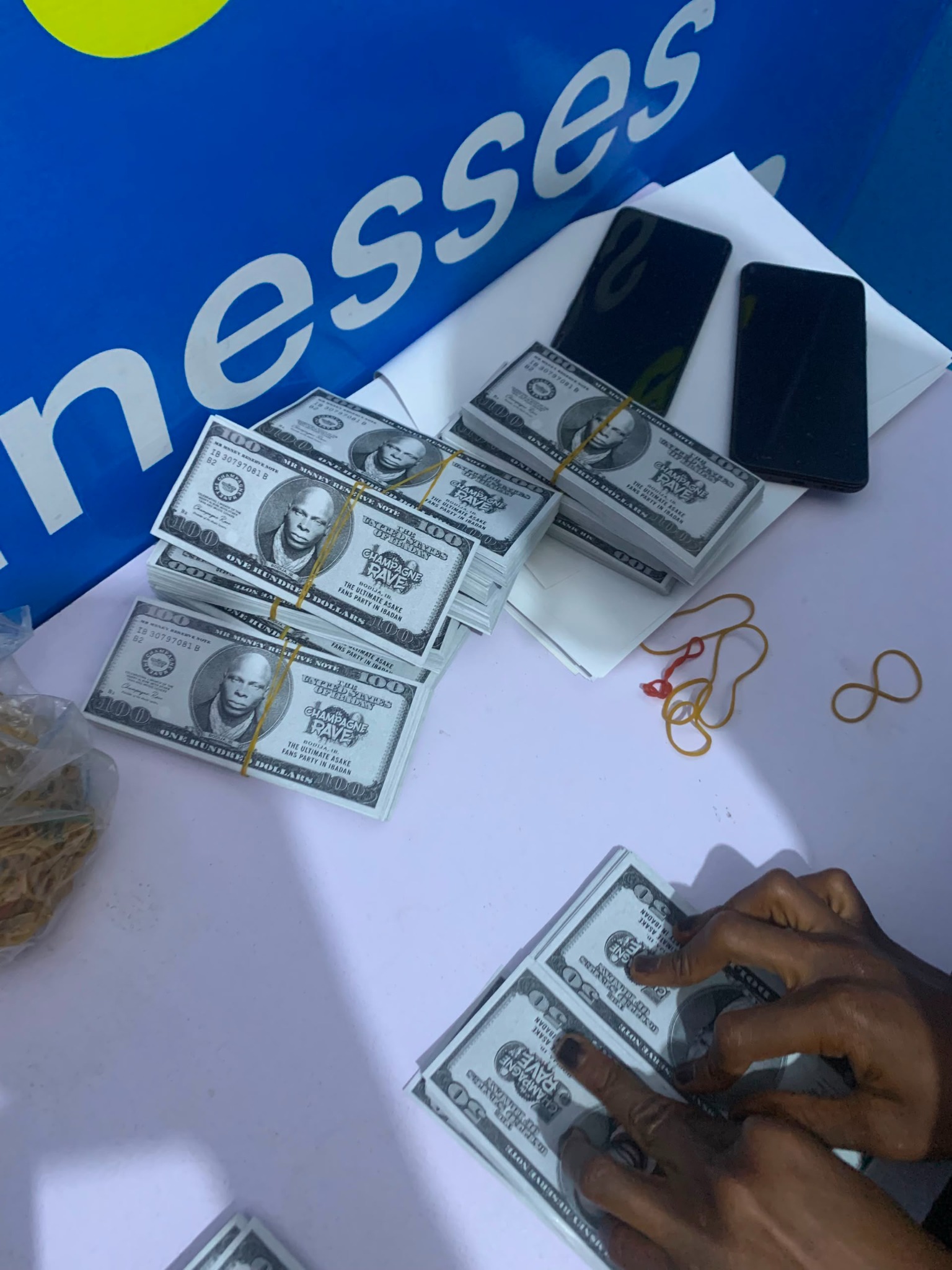 Bundles of dummy cash props for productions and events