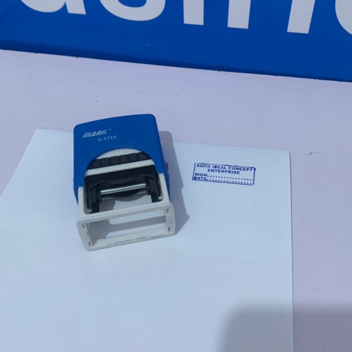 Self-inking rectangular custom stamp